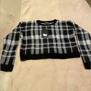 Brand New w/Tags Black & White Cropped Sweater by Missguided in Size 10/ Medium
